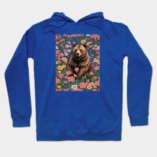 A Montana Bear Surrounded By Bitterroot Flowers Hoodie